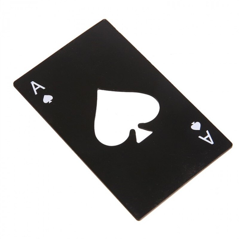 1 Pcs Rvs Credit Card Size Spade Poker Flesopener Vormige Flesopener Casino Flesopener Bar Tool