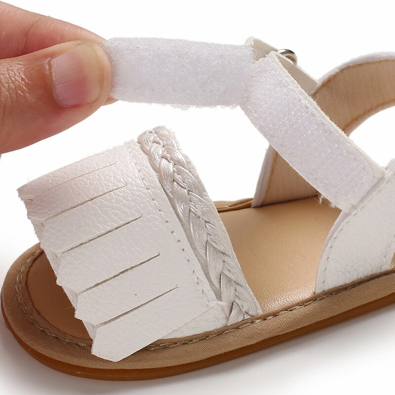 Mærke spædbarn baby dreng pige sommer sandaler kvast pu solid blød sål baby sko prewalkers 0-18m