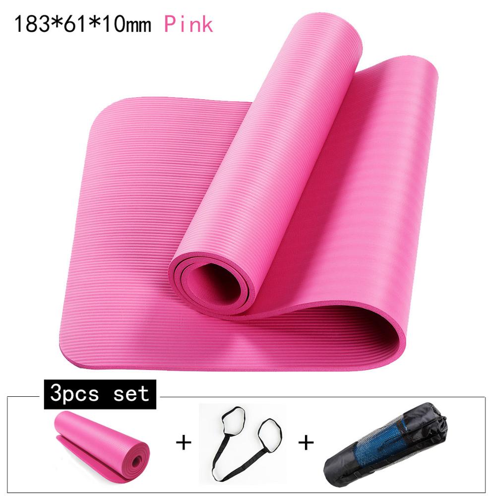 1830*610mm NBR and EVA Environmental Sports Yoga Mat For Beginner Non Slip Massage Mat Solid Color Exercise Gym Mat for Fitness: 3pcs Pink 10mm