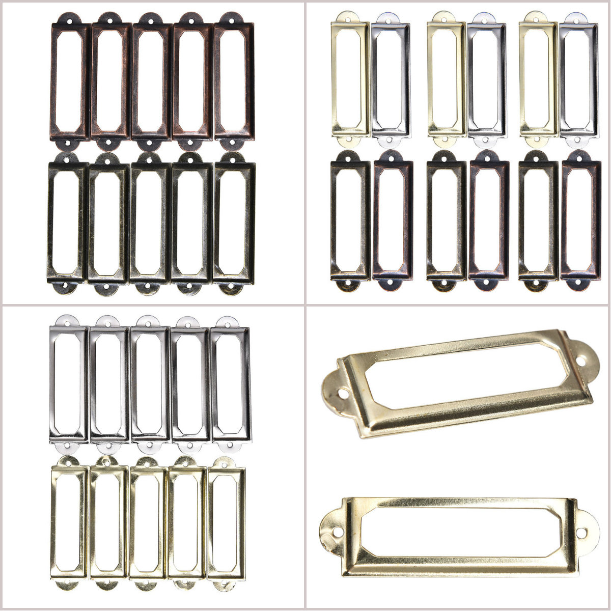 10Pcs Antiek Messing Metalen Label Pull Frame Handvat Bestand Naam Kaarthouder Voor Meubels Kast Lade Box Case Bin