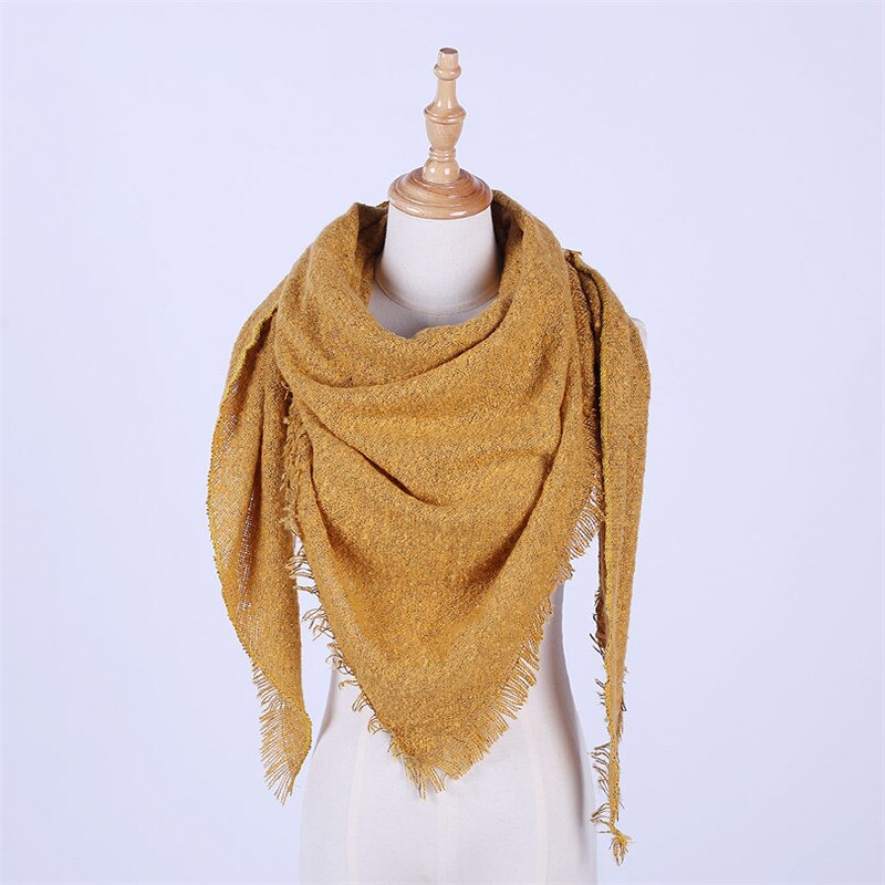 Cuhakci Vrouwen Deken Driehoek Sjaal Cashmere Pashmina Lady Bandana Wraps Deken Winter Sjaals Grote Solid Warme Sjaal: J163 Turmeric