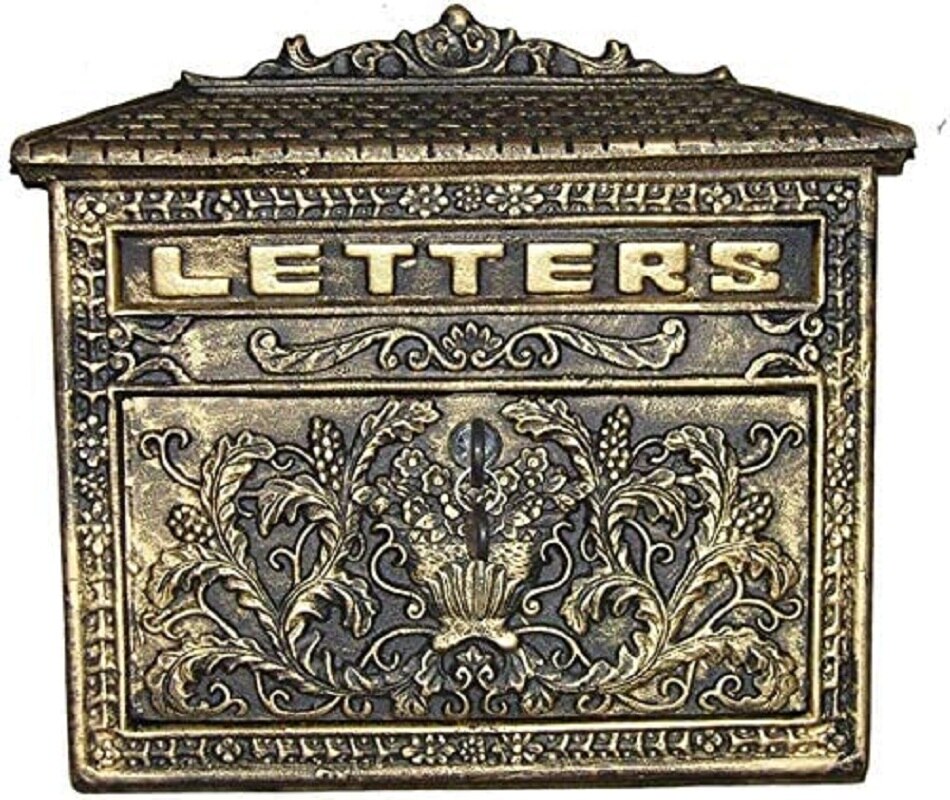 Retro Vintage European Wall Mount Locking Mailbox Cast Iron Aluminum Letter Box