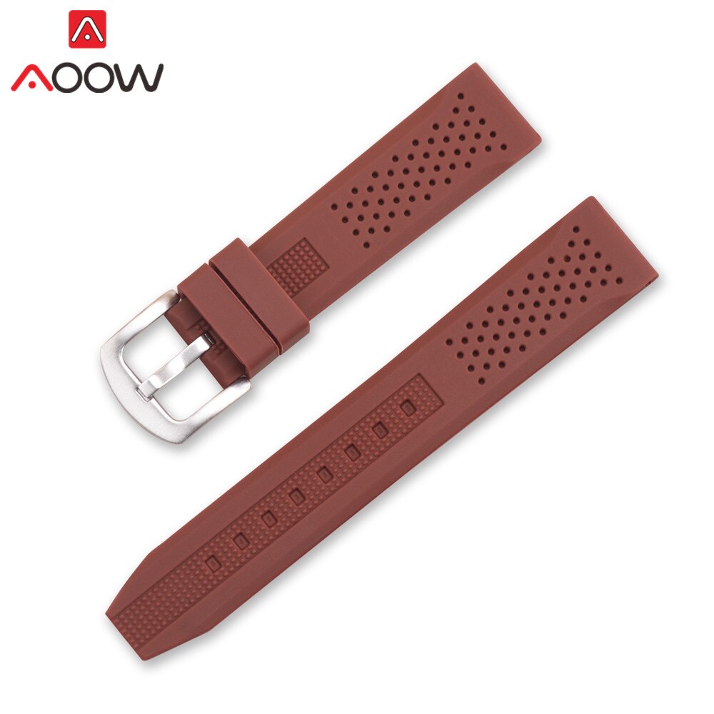 Pulseira universal de silicone, pulseira à prova d&#39;água para gear s2 s3, 16mm, 18mm, 20mm, 22mm e 24mm: Brown / 24mm