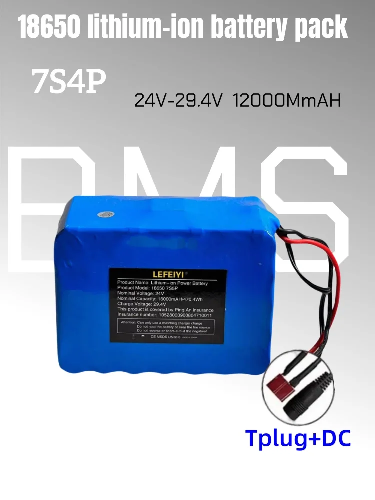 24 V 12000 mAh 18650 7S4P Li-Ionen-Akku 25,2 V, geeignet für den Batteriewechsel von 29,4 V Elektrorollern: Lavendel