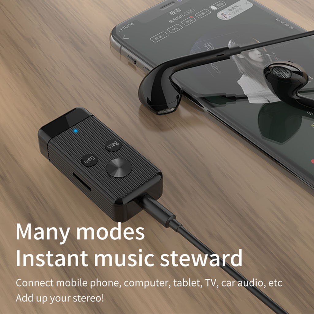Mini sem fio bluetooth 5.0 receptor suporte redução de ruído modo tf cartão play adaptador para fone de ouvido com clipe esporte novo #77