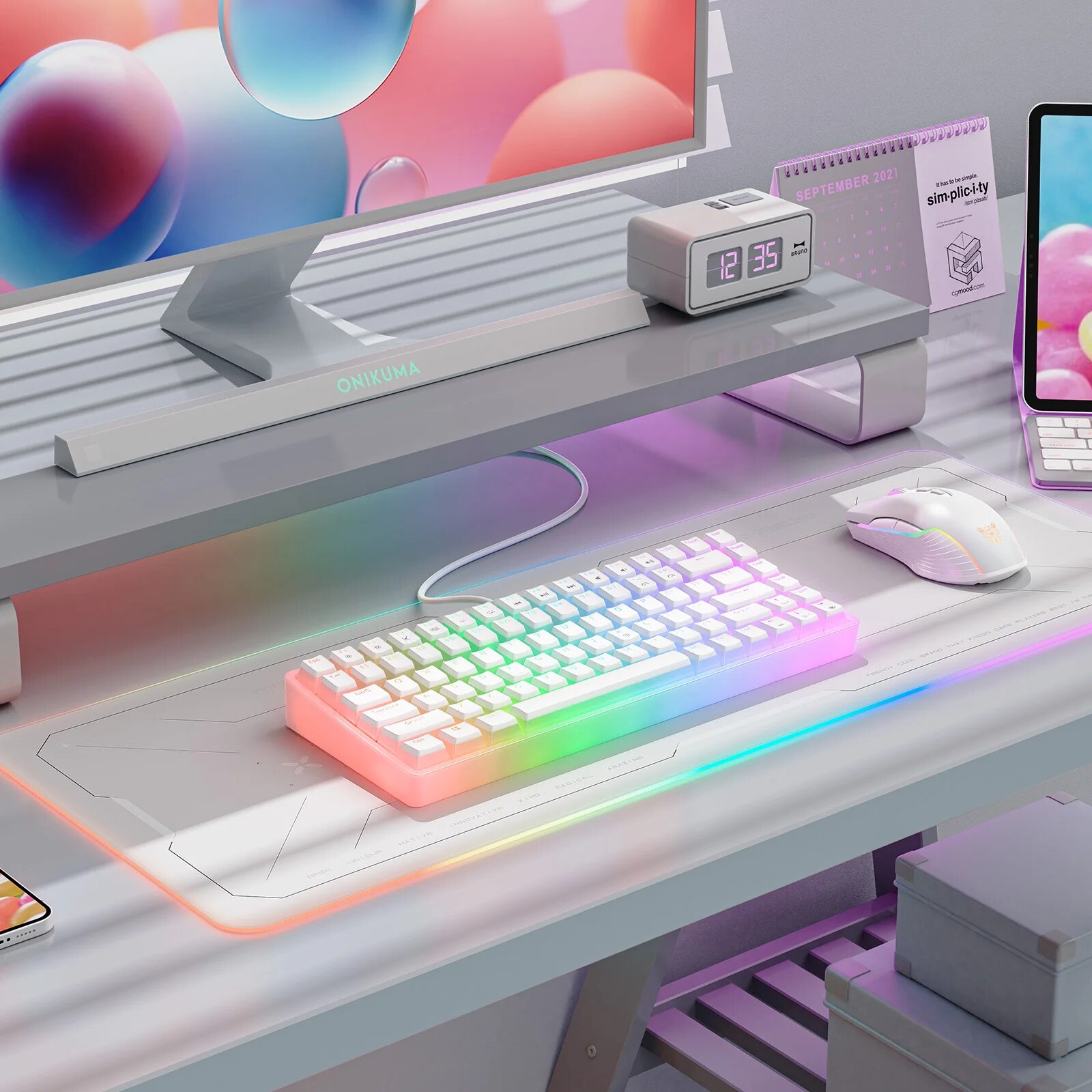 ONIKUMA profesjonalna mechaniczna klawiatura do gier przewodowa klawiatura USB z podświetleniem RGB matowe nakładki na klawisze 84 klawisze klawiatury do gier gra