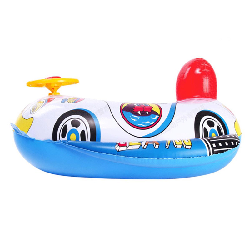 Cute Baby Inflatable Swimming Pool Ring Seat Floating Car Shape Boat Aid Trainer with Wheel Horn Suit FDX99