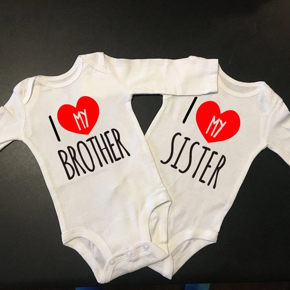 Ik Hou Mijn Zus/Brother Baby Jongens Meisjes Zomer Lange Mouw Bodysuits Peuter Tweeling Rompertjes Casual Baby Rompertjes