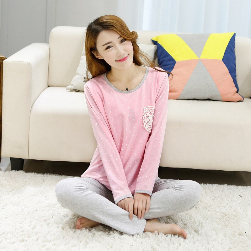 Pijamas de maternidad postparto fuera de manga larga lactancia ropa Otoño Invierno lactancia ropa: L