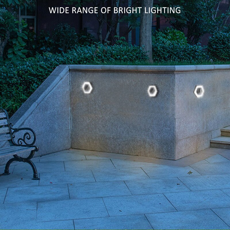 Solar Hexagon 24LED Underground Light Wall Mounted Connectable Outdoor ABS CE RoHs Certified Lawn Lamp for Fence Courtyard