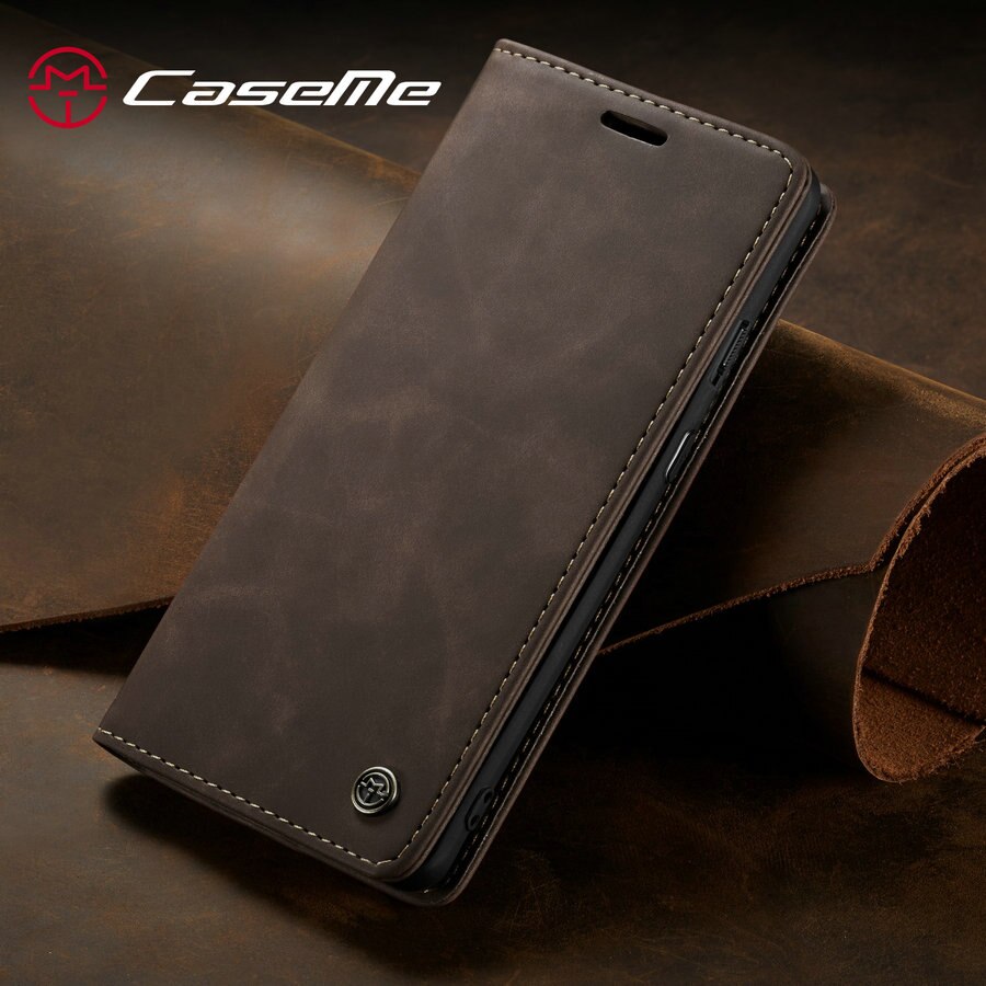 Caseme capa magnética flip para oneplus 13 12 11 8 7 pro 8t capa de telefone de couro luxuosa retrô carteira para one plus 7 8 11: ABS / Marrom