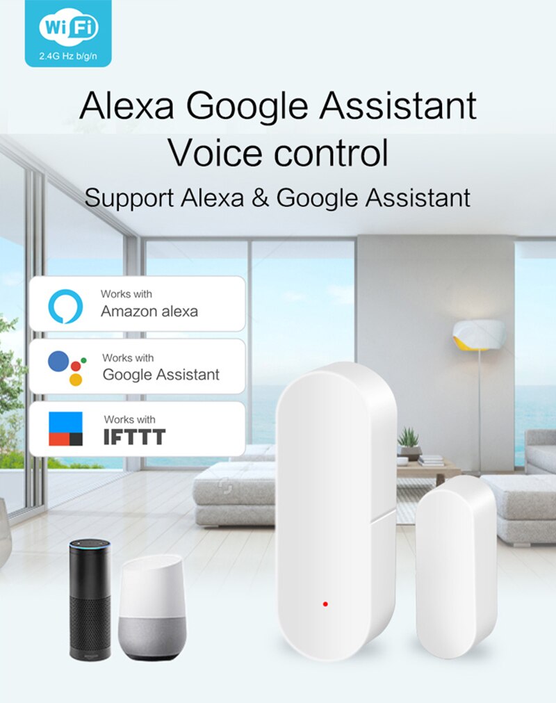 Smart Wireless WiFi Door/Window Sensor Notification Reminder App Remote Control Security ALARM System