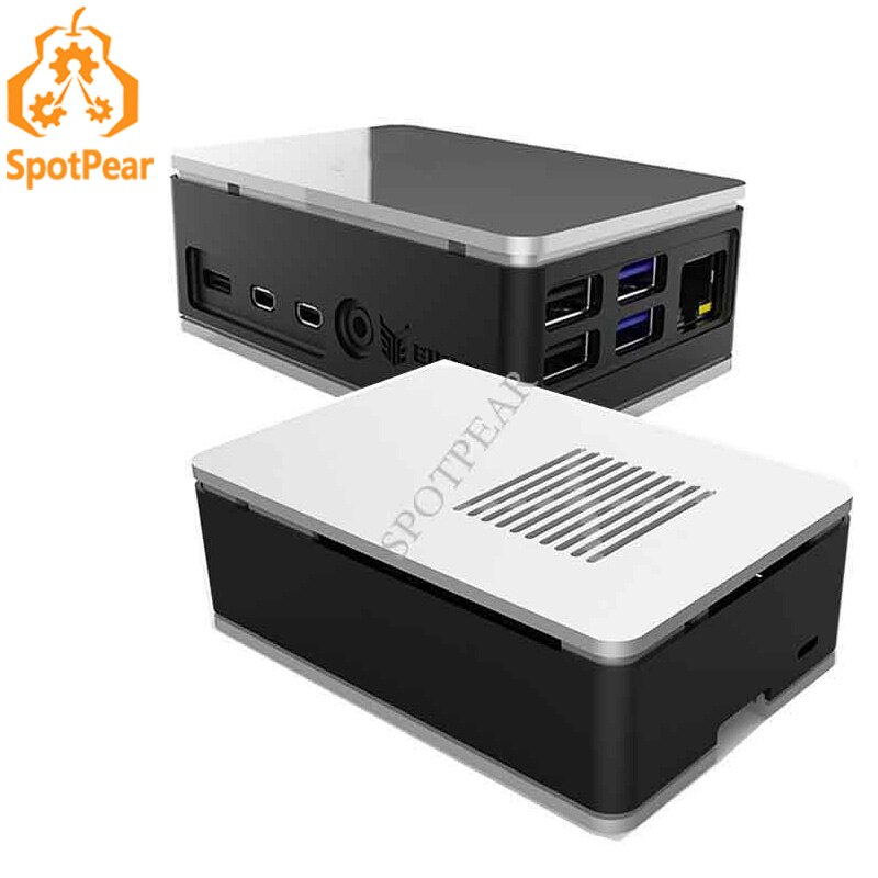 Raspberry Pi 4 Model B 4B case aluminum alloy ABS dual-material case can be equipped with fan to quickly dissipate heat