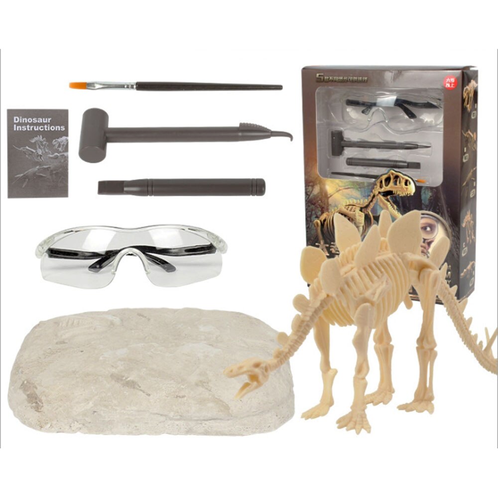 Archaeology Excavation Toys Stegosaurus Triceratops Mammoth Skeleton Models Children DIY Puzzle Games: E with blinkers