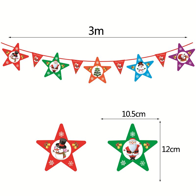 3m Länge Santa Claus Weihnachten Baum Zauberstab Hängen Papier Girlande Weihnachten Baum Dekoration Elch Socken Sterne freundlicher Frohe Weihnachten Banner: G13 Stern