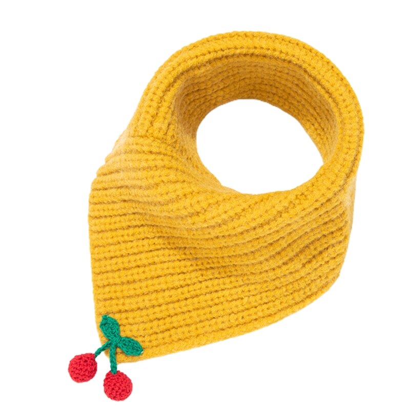 Kinderen baby winter gebreide driehoek sjaal cartoon kers snoepkleur halsdoek omslagdoek dikke gehaakte nekwarmer sjaal