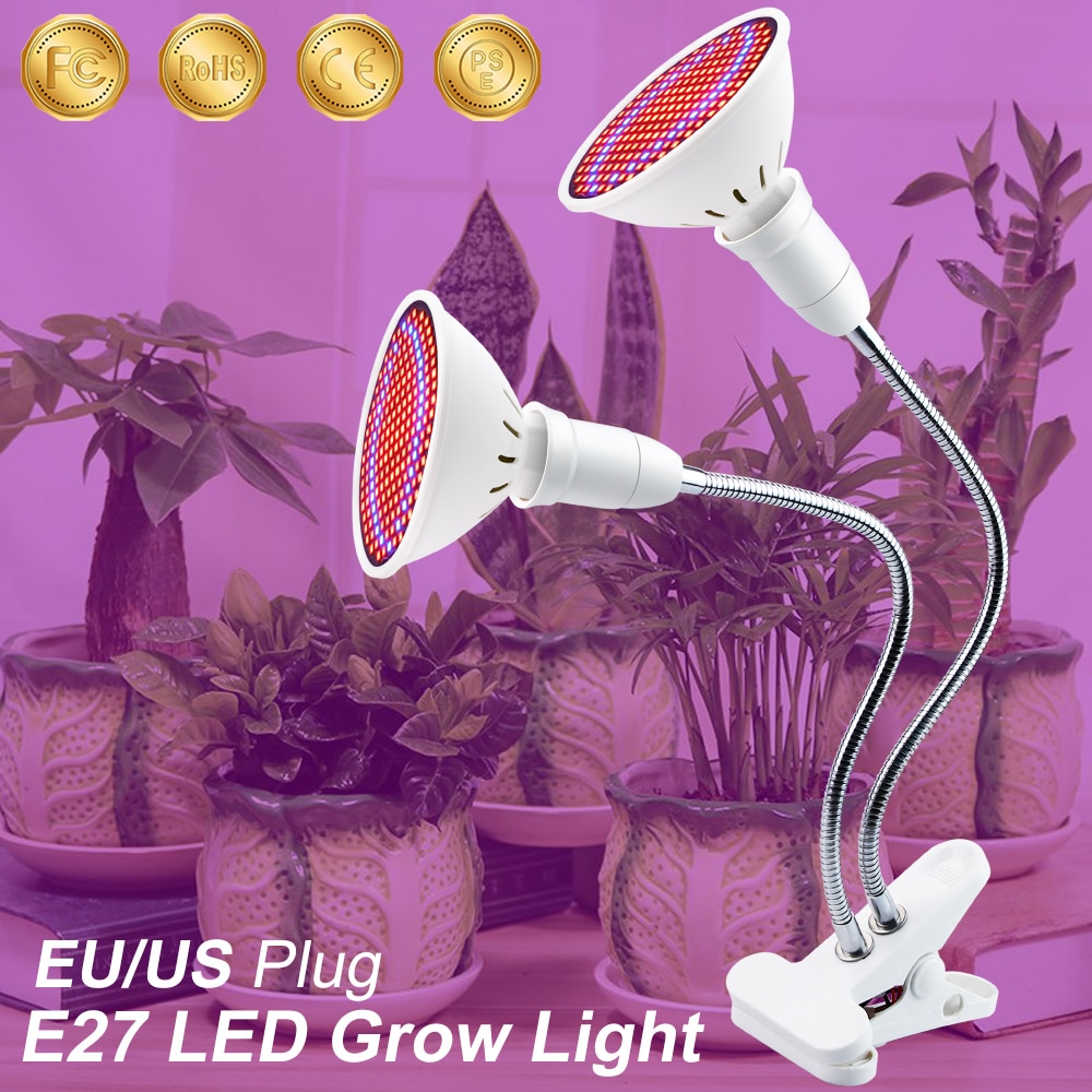 LED Double Head Plant Light Full Spectrum Greenhouse Seedling Fito Lamp 5W 7W 15W 20W Clip-on Indoor LED Growing Lights EU Plug