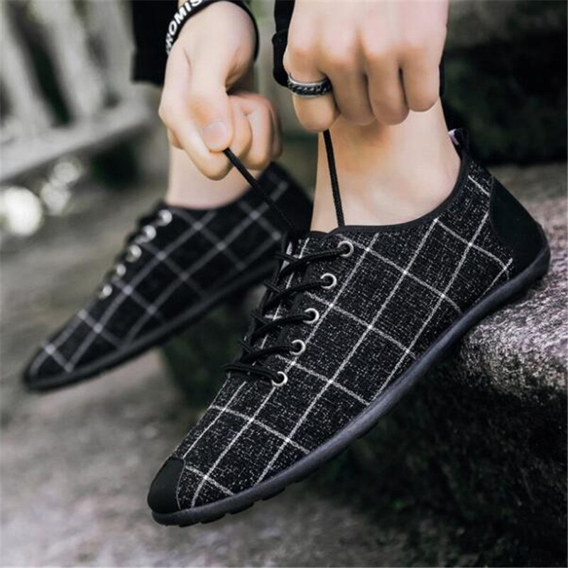 Spring Autumn Men's Shoes Wild Men's Breathable Canvas shoes Men Lace up Slip Sneakers Casual Shoes