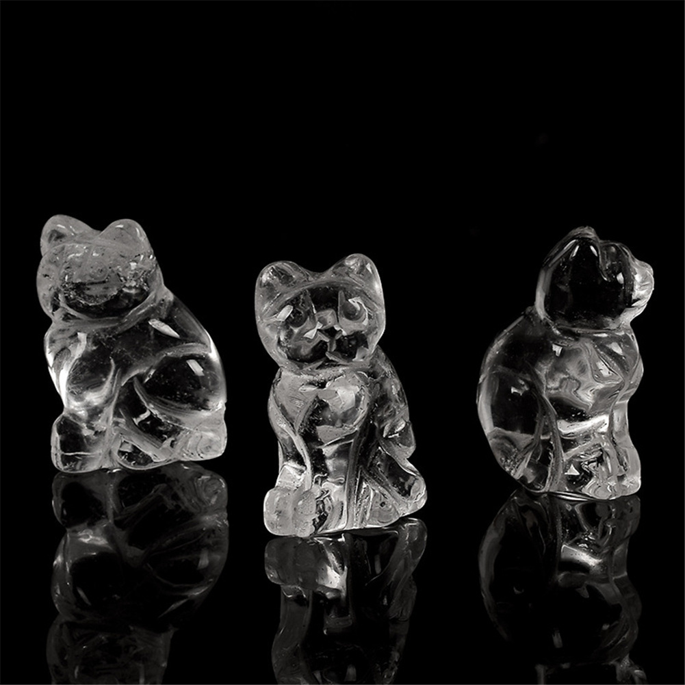 Jade chat porte-bonheur décoration de la maison | Chaton naturel, cristal de spar fluoré, pierres de traitement artisanales pures sculptées à la main