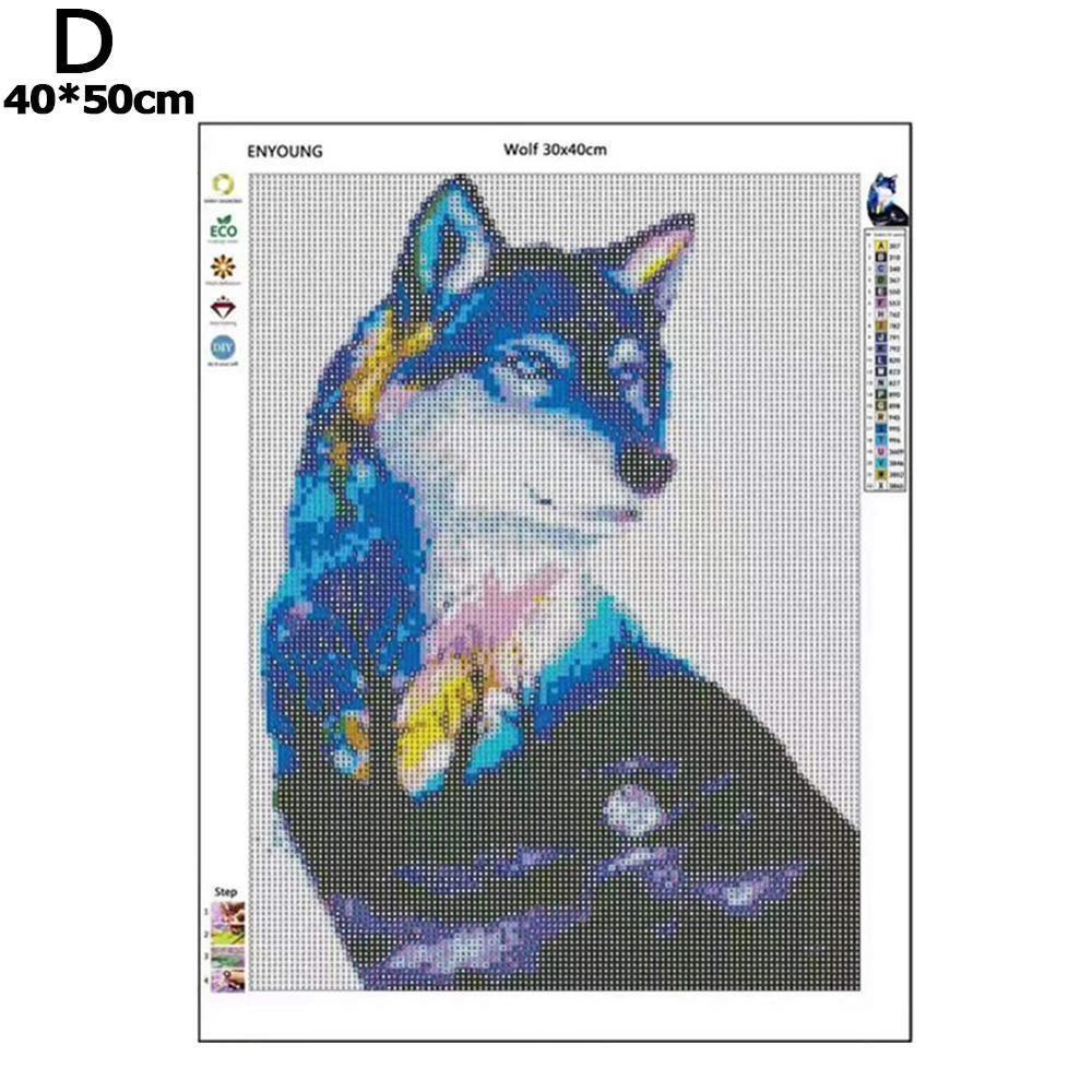 Pintura de diamante redondo/cuadrado completa, bordado de animales de diamantes de lobo solitario, Serie de mosaico, artesanía artística, Diamante de cristal W C9A6: D