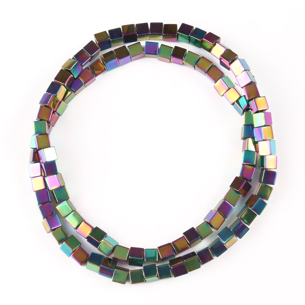 Cube Hematite Stone Beads 2 3 4mm Square Hematite Loose Spacer Beads For Jewelry Making DIY Bracelet Accessories 15'': Pink / 4mm