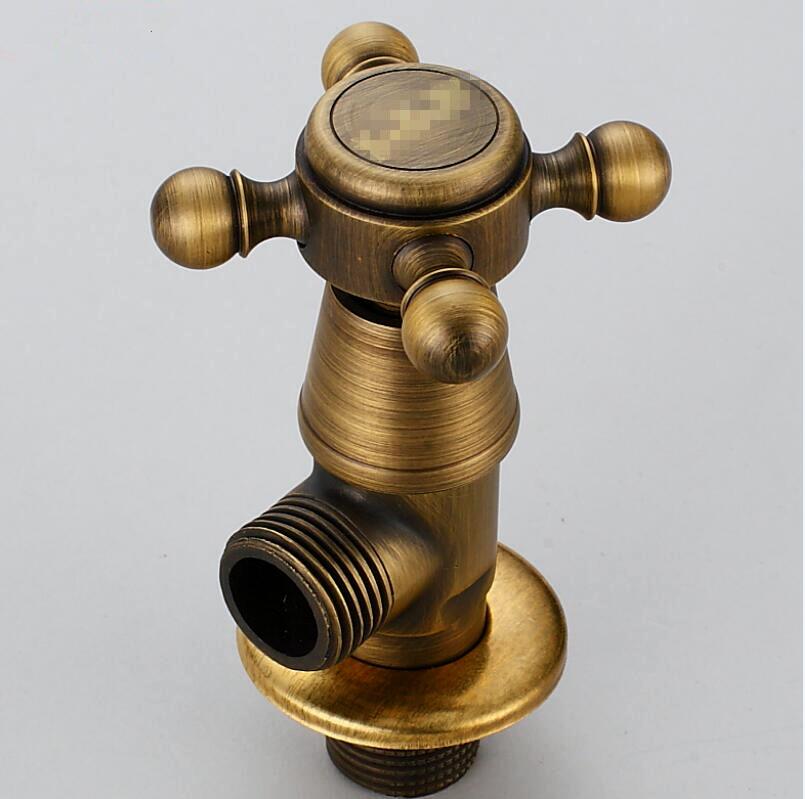Antique Brass Triangle Valve Water Control Valve Bathroom Tap Water Valve 1/2*1/2 Brass One In Two Out Angle Valve
