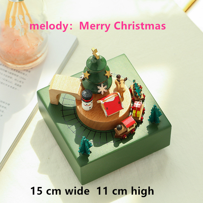 Rotary music box Choose eco-friendly wood Wood crafts music box A birthday Music box: Little train
