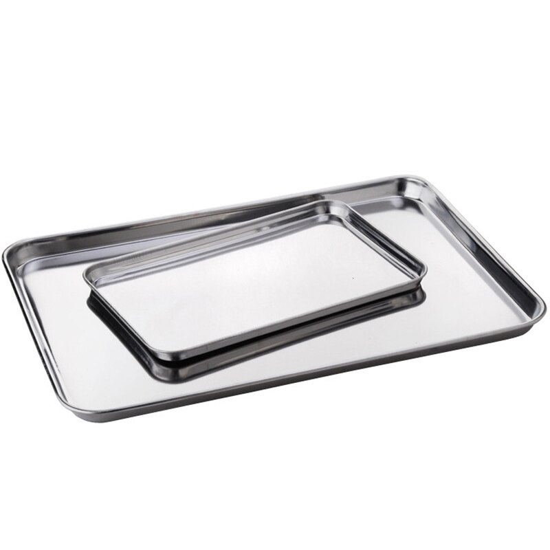 Stainless Steel Rectangle Food Fruit Plate Storage Trays Steamed Sausage Bread Loaf Dish Kitchen Baking Pastry Shallow Pans