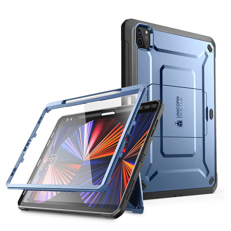 Husă pentru ipad pro 12.9 ) supcase ub pro, husă de protecție robustă cu suport și protector de ecran încorporat: Albastru