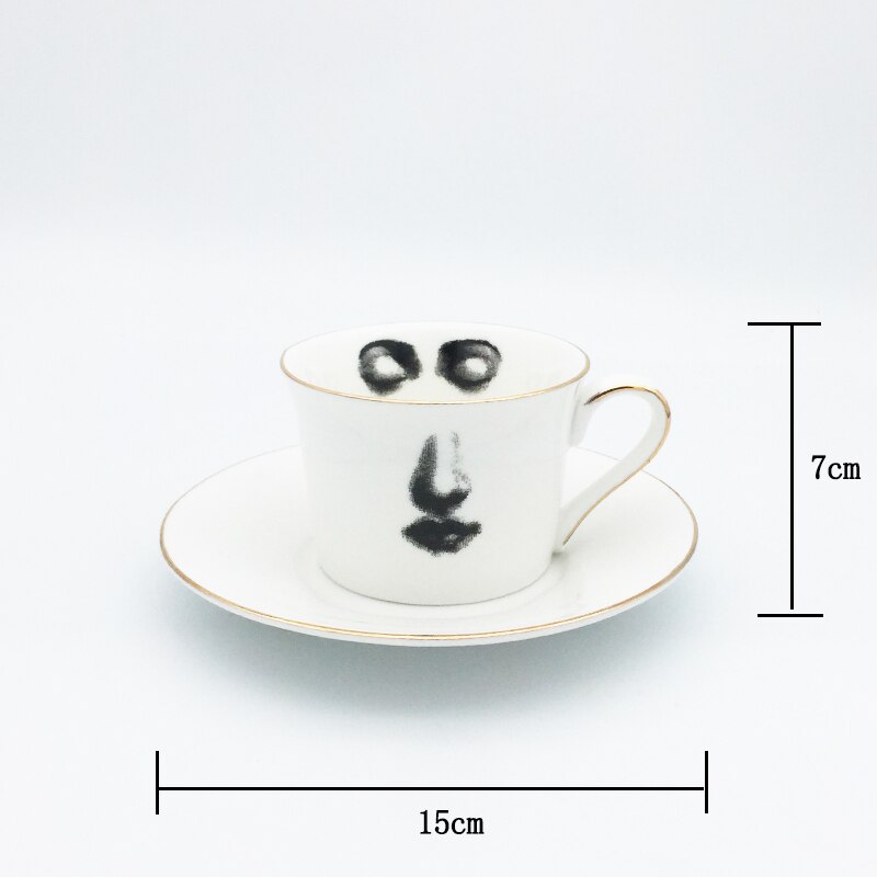Augen und Nase Kaffee Tasse und Untertasse einstellen Knochen ChinaTazza Nachmittag Tee Versorgung Elegante Hochzeit Geschirr Mädchen Freund: C