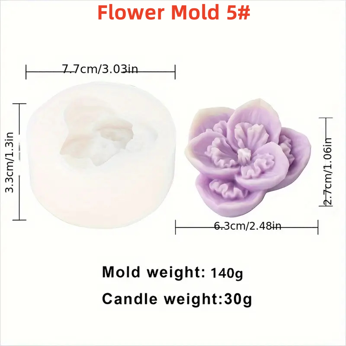 Siliconen hortensia bloemvorm voor decoratieve bloemstukken - plantenzeep en kaarsen maken boeket kleivormen: Bordeaux