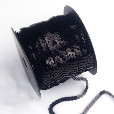 6mm lâche rond plat Sequin sur garniture couture Paillettes Paillettes ruban cordes pour vêtement accessoire bricolage artisanat Art décoration 5 yard: Black