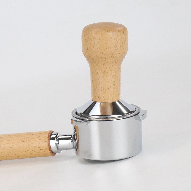 Solid Wood Coffee Press, Stainless Steel Coffee Press, Press Hammer, Coffee Machine Accessories: 53mm / yellow