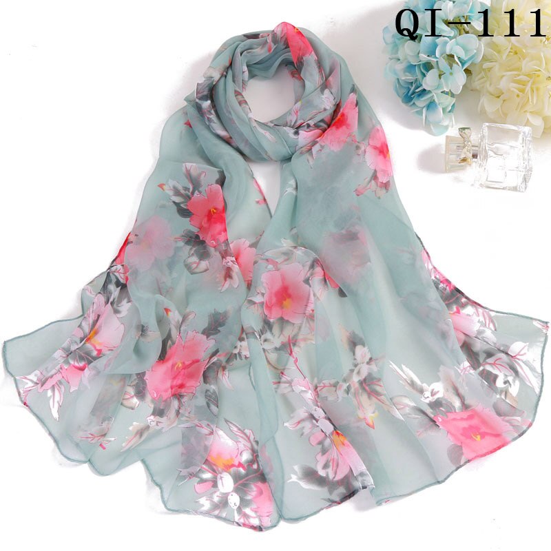 Multiple Colour Lotus leaf Flower Chiffon Georgette Bandana Scarf Women Foulard Long Shawl Summer Hijab 50*160CM