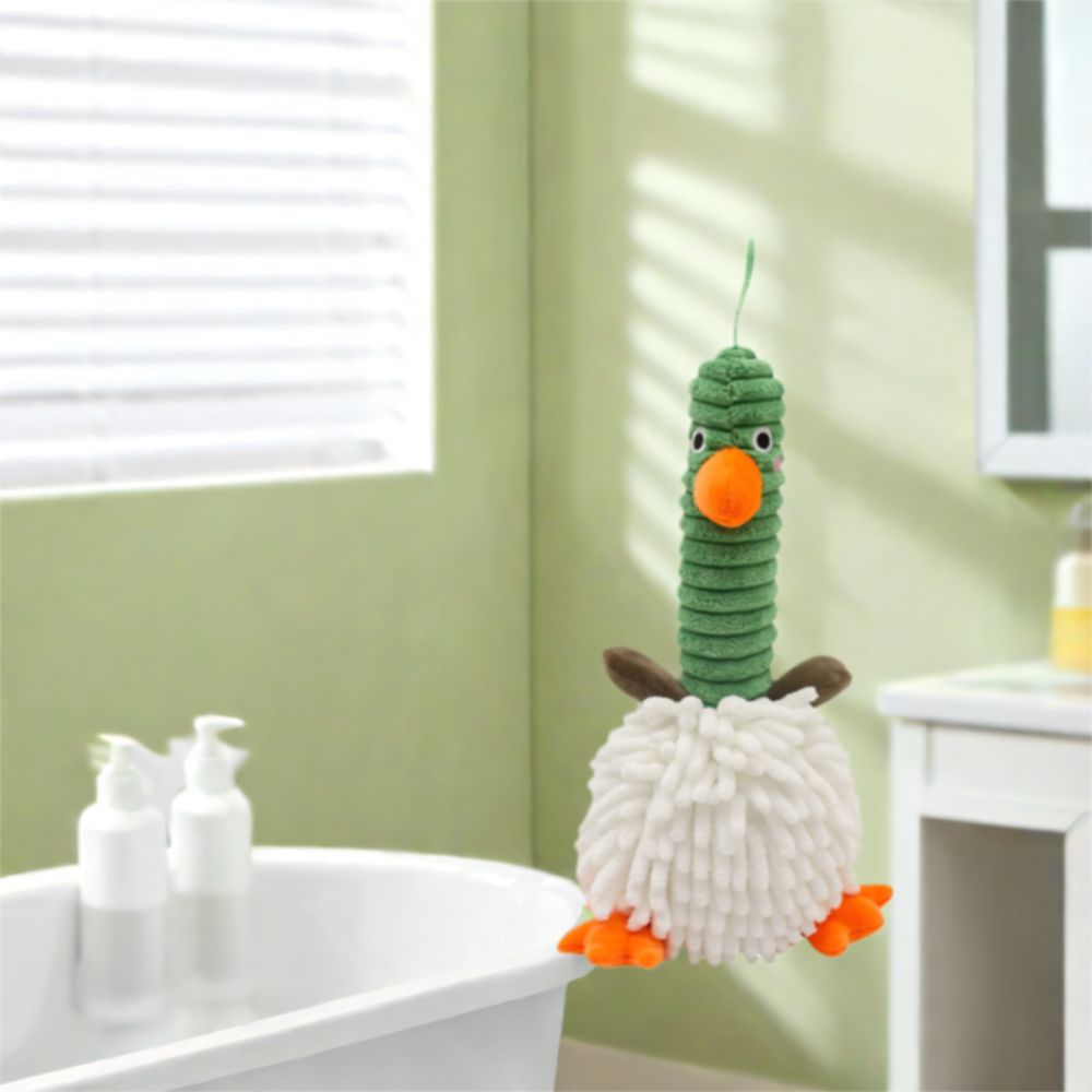 Søt tegneserie chenille håndtørkende dukke plysj myk and håndkle dekorativt tykkere rengjøringshåndkle baderom