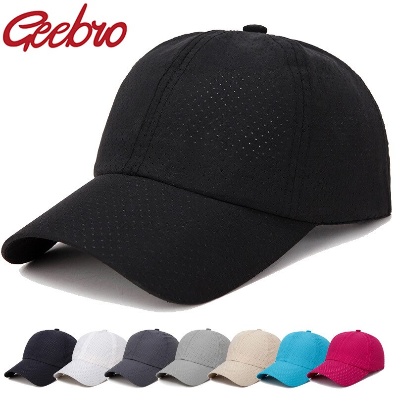 Geebro unisex boné casual ajustável sólido malha fina portátil de secagem rápida respirável protetor solar boné de beisebol hip hop street hat