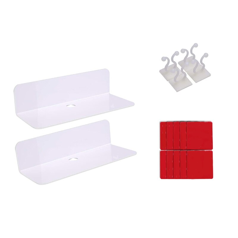 2 Stuks Acryl Drijvende Muur Planken Dae-Gratis Uitbreiden, Voor Luidspreker: White