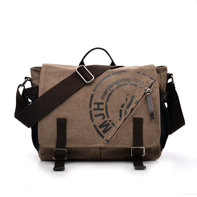Man Canvas Messenger Tassen Duffle Tote Reizen Schoudertas Tote Bolsa Crossbody Tassen Rits Reizen Leisure Handtas: Coffee
