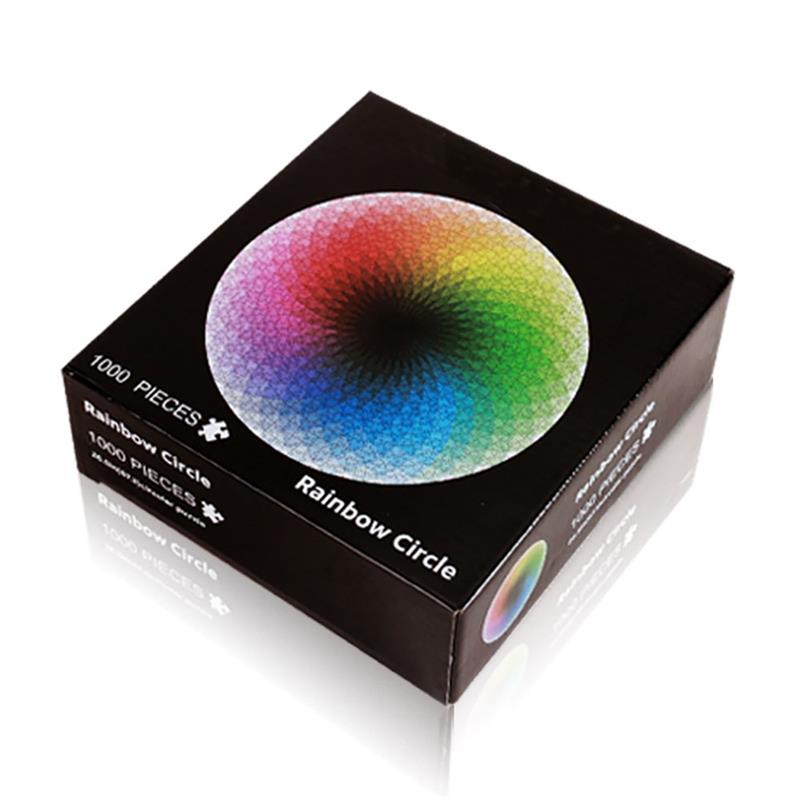 1000pcs Gradient Rainbow Color Puzzles RGB Color Change Rainbow Jigsaw Puzzle Wooden Round Jigsaw Puzzle Difficult and Challenge