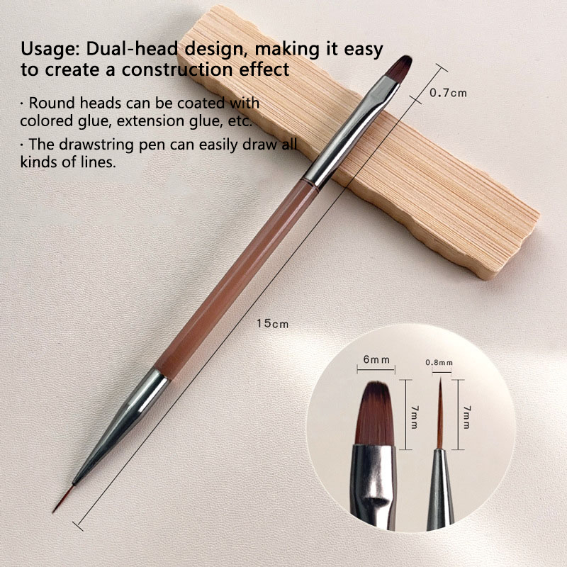 Pincel delineador para decoración de uñas, 6/9/12/15/18mm, mango de Metal, pintura acrílica, raya francesa, bolígrafo de dibujo, esmalte de Gel UV, herramienta de manicura: Negro