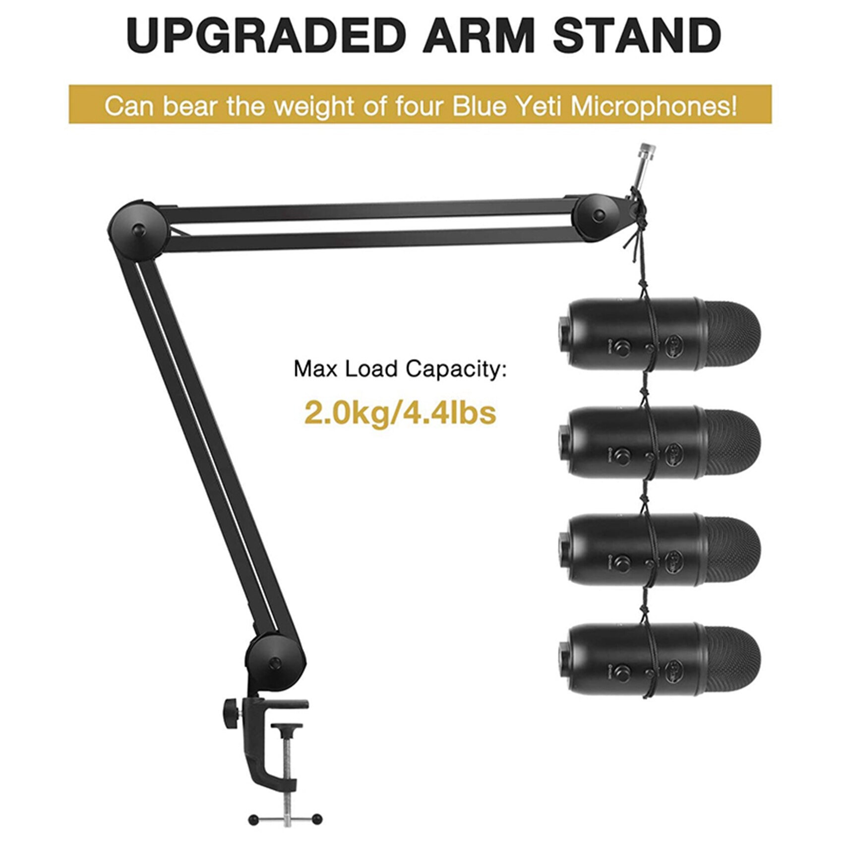 2X Microfoon Arm Stand, zware Mic Arm Microfoon Stand Suspension Scissor Boom Stands Met Mic Clip En Kabelbinders