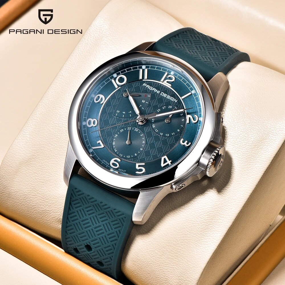 Pagani 2024 Heren Quartz Horloges Vh88 Multifunctioneel Roestvrij Staal Saffier Business Sport Klok Horloge Voor Heren