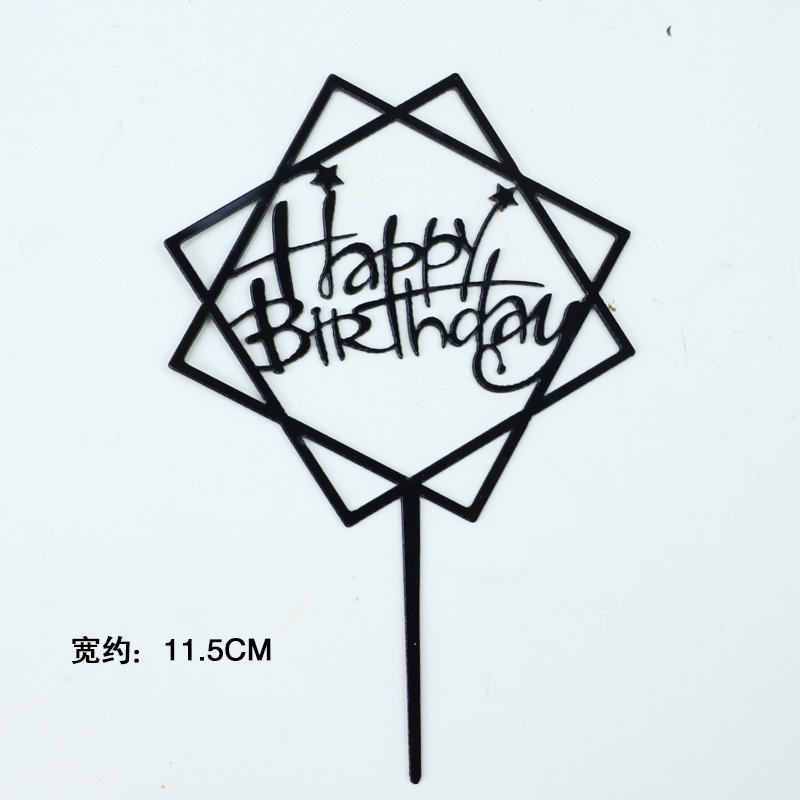 10Pcs Gold Black Happy Birthday Cake Topper DIY Acrylic Letter Simple Kids Birthday Party Dessert Decoration Supplies
