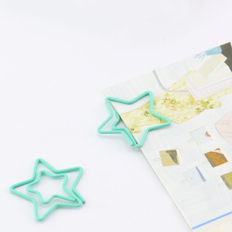 TUTU 20PCS/LOT star Shape Paper Clipsgreen pink Color Funny Kawaii Bookmark Office School Stationery Marking Clips H0028