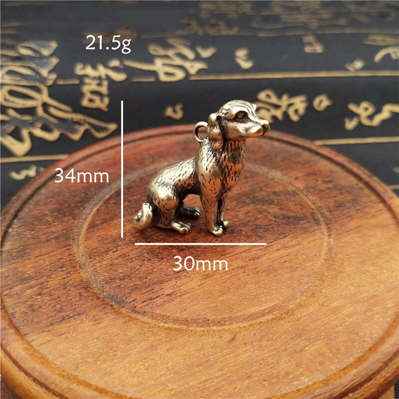 Antik bronze velkommen afskærmet løve konge statue hjem feng shui dekorationer heldig kobber ugle miniature figurer bordpynt: Hund