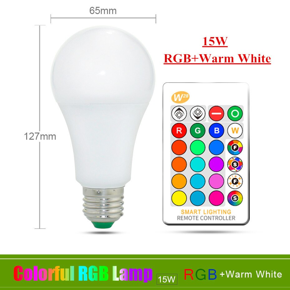 E27 E14 LED Lamp RGB Lamp AC85-265V 3 W 5 W 10 W 15 W RGBW RGBWW Dimbare RGB LED spot Gloeilamp 16 Kleuren met IR Afstandsbediening: E27 15W RGBWW