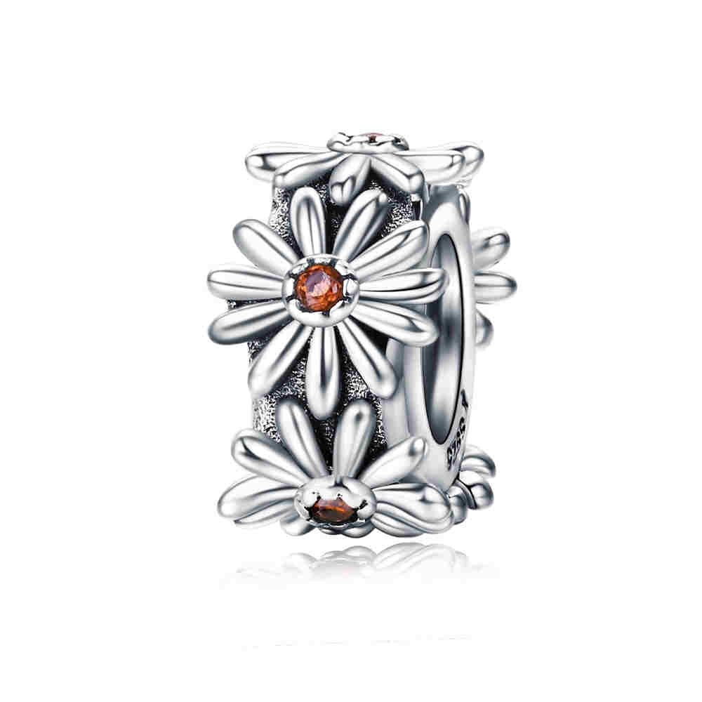 BISAER 925 Sterling Argento di Cristallo Del Fiore della Rosa Del Fiore Del Tulipano Pendenti E Ciondoli Fiore di Magnolia Cerise Perline misura I Braccialetti Gioielli FAI DA TE Che Fanno: ECC598