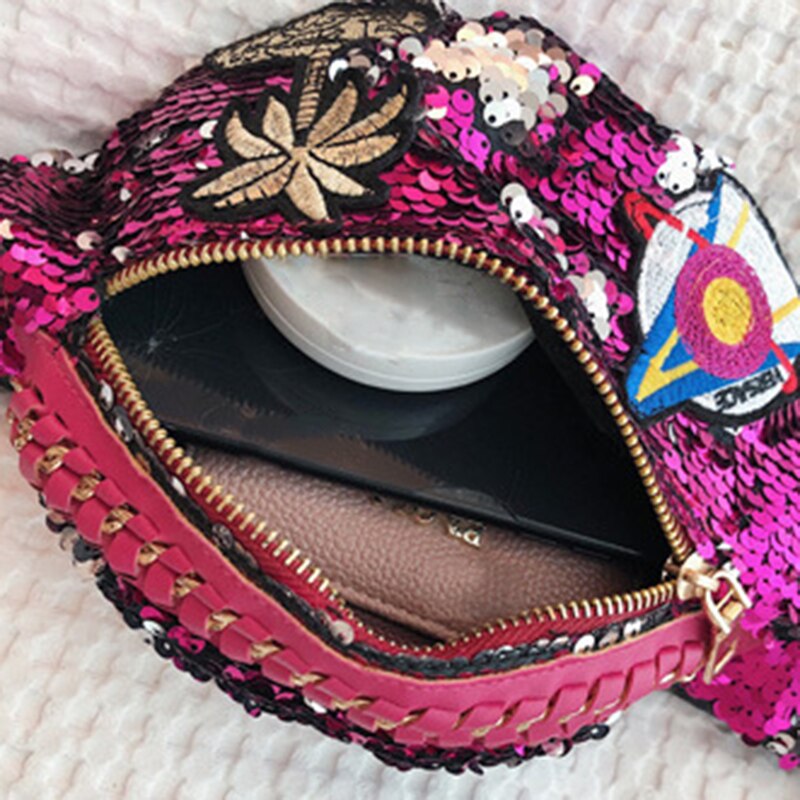 JZYZQBX Frauen Taille Pack Farbverlauf Pailletten Taille Beutel Banane Tasche fanny Pack frauen Gürtel Tasche riñonera mujer