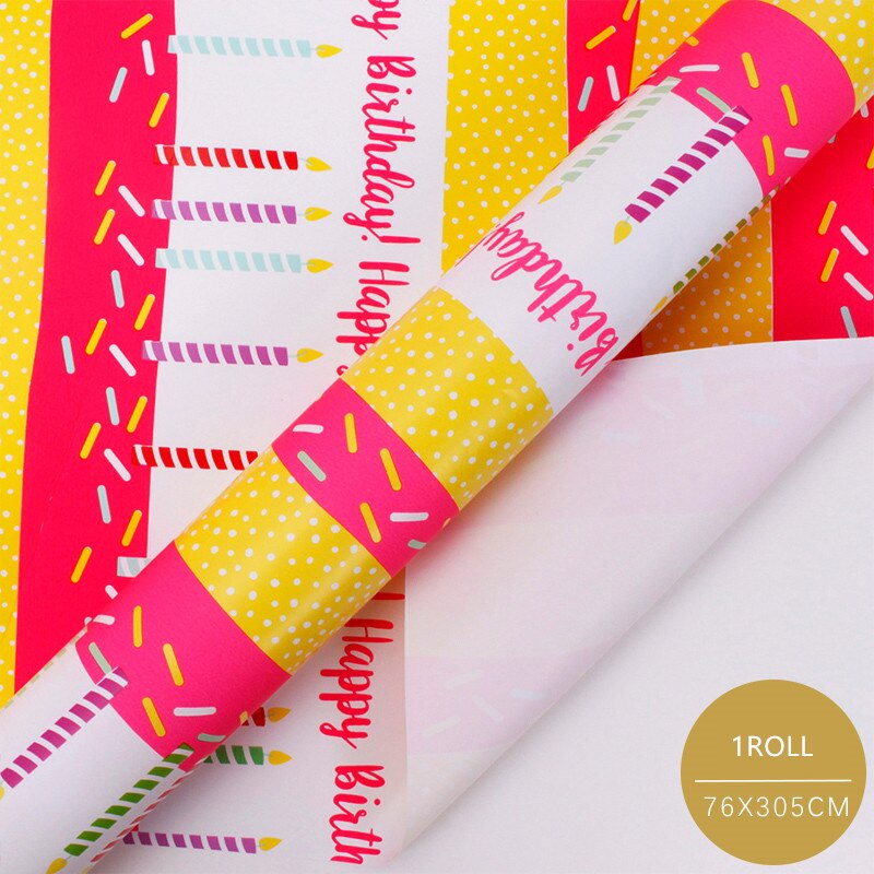 76X305Cm Inpakpapier Geschenkdoos Artware Verpakking Materiaal Kinderen Verjaardag Voor Festival Partywrapping Decor Supplies: F    76X305cm