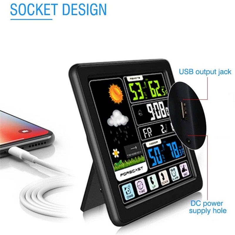 TS 3310 stacja pogodowa kryty LCD na zewnątrz czujnik bezprzewodowy termometr higrometr cyfrowy budzik zegar barometr prognoza kolor